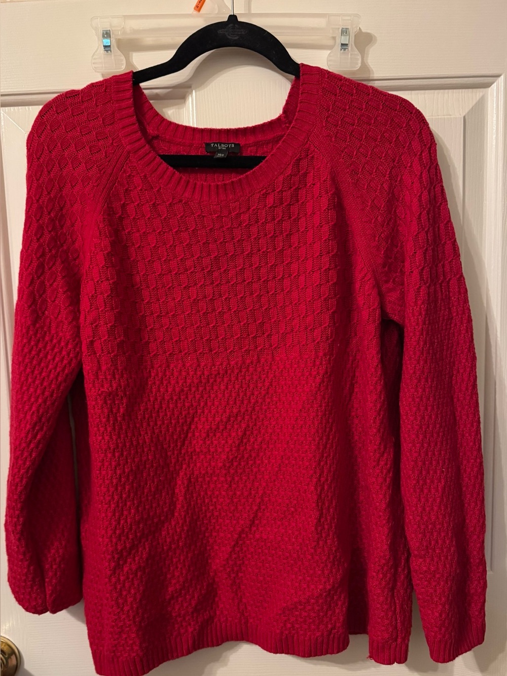 Talbots Bright Red Textured Scoopneck Sweater